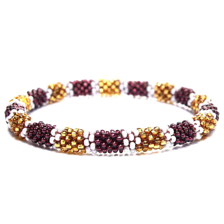 Golden Raisin Stripe Beaded Bracelet-front