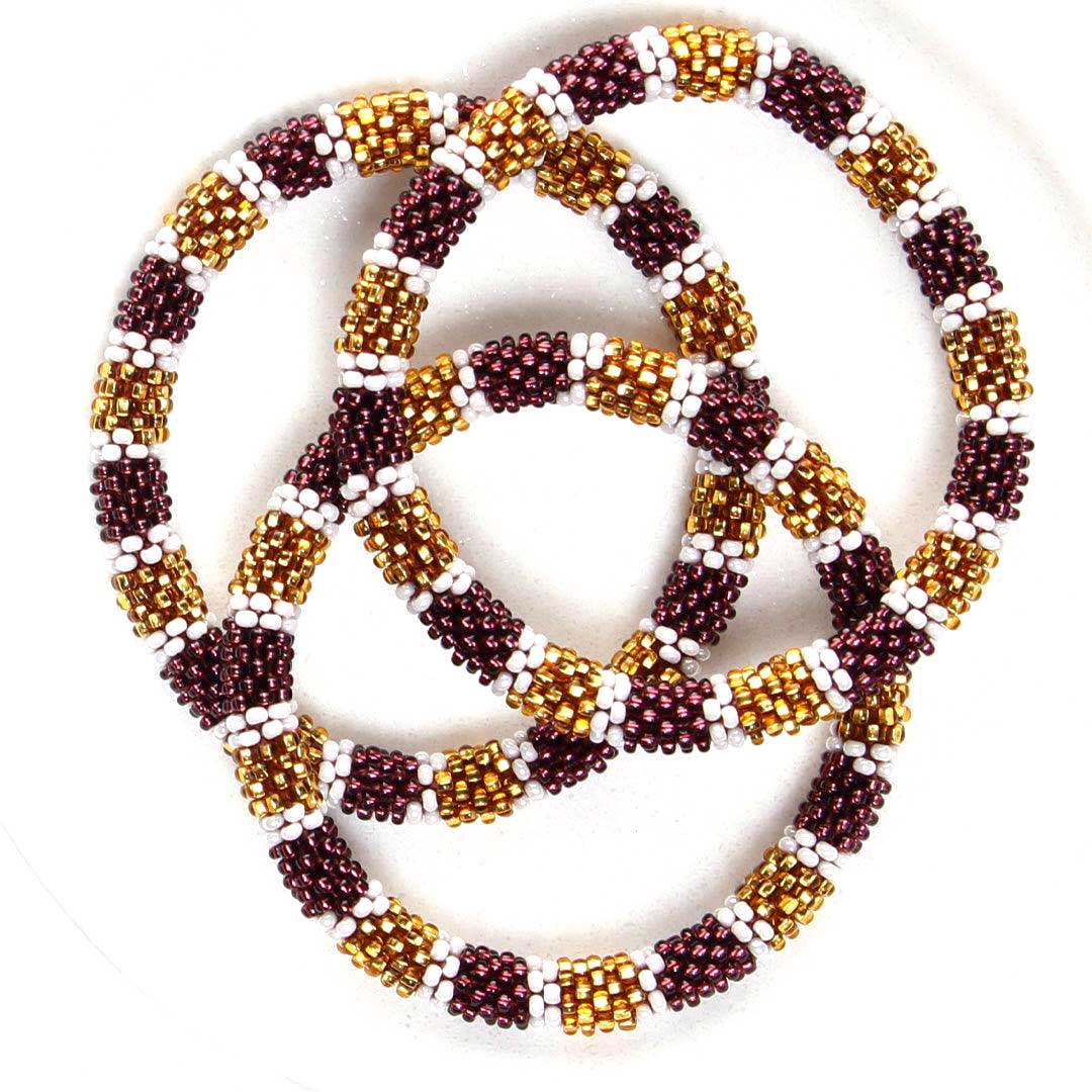 Golden Raisin Stripe Beaded Bracelet-top