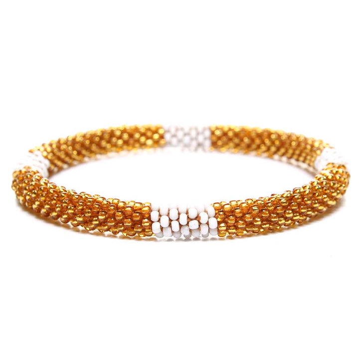 HoneyWhiteStripe Bead Bracelet