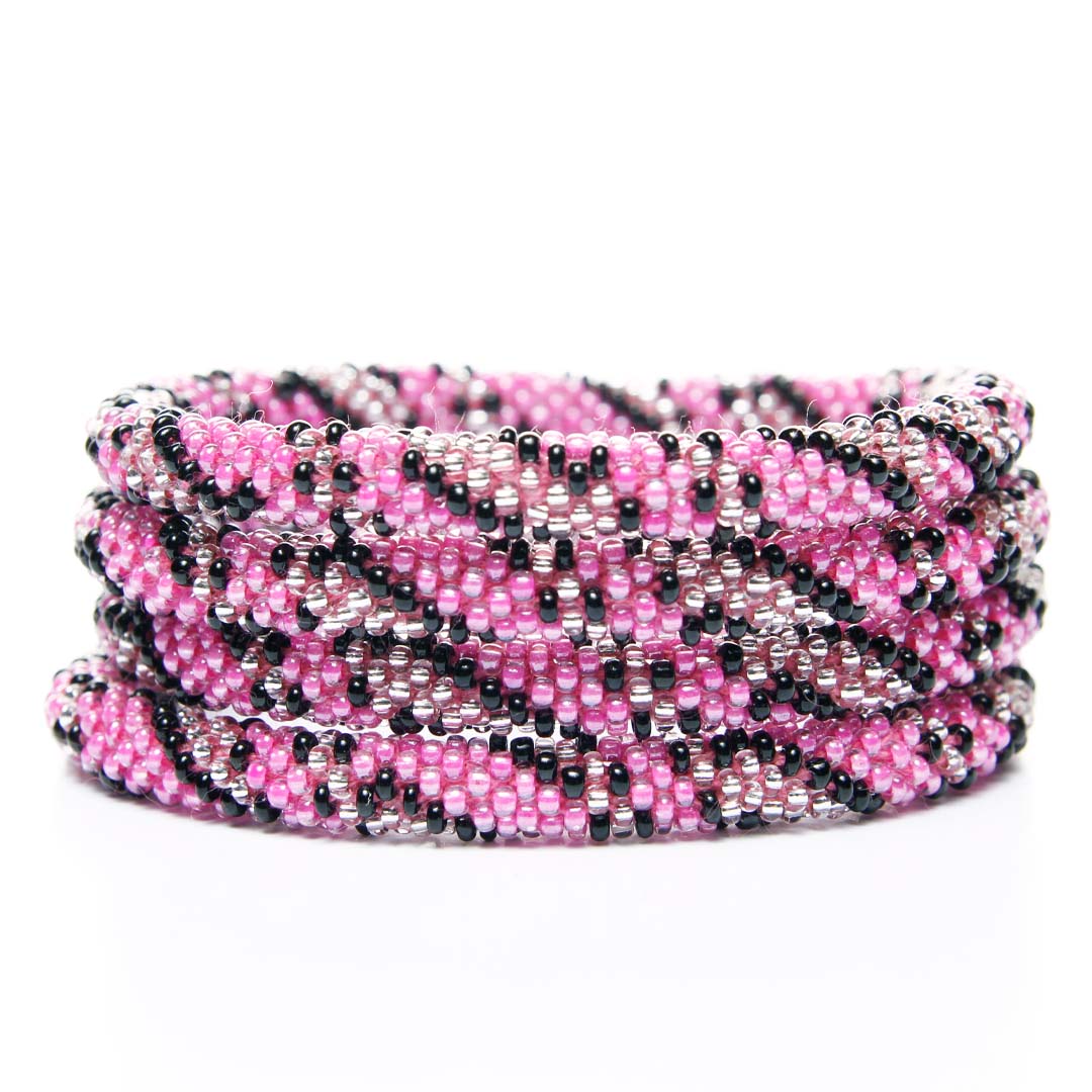 Hot Pink Leopard Beaded Bracelet