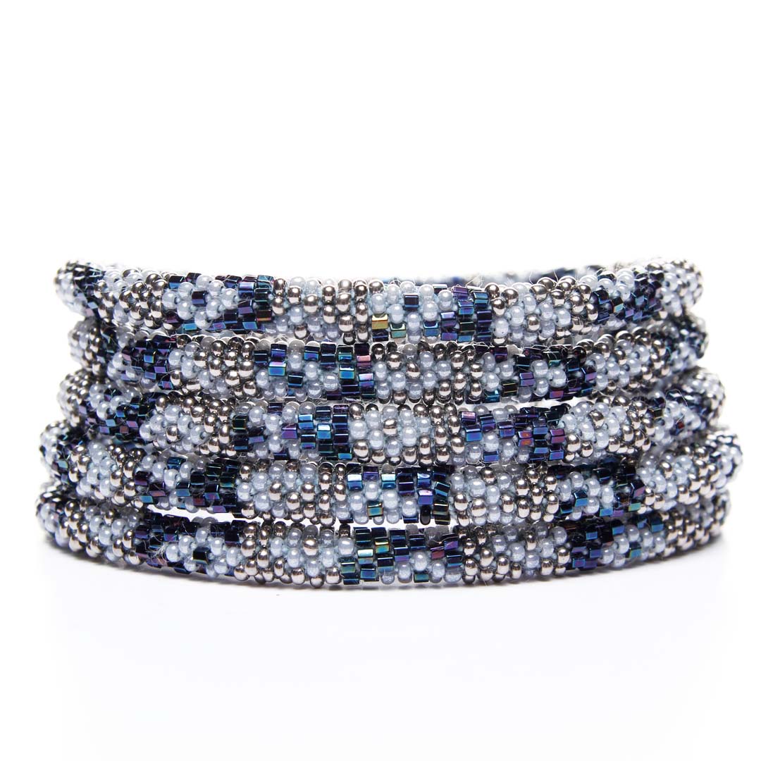 Iridescent Metallic Mist Beaded Bracelet stack