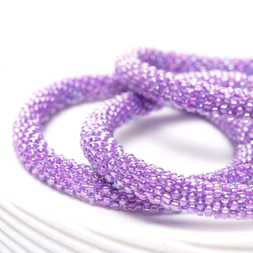 Iridescent Purple Beaded Bracelet-Side