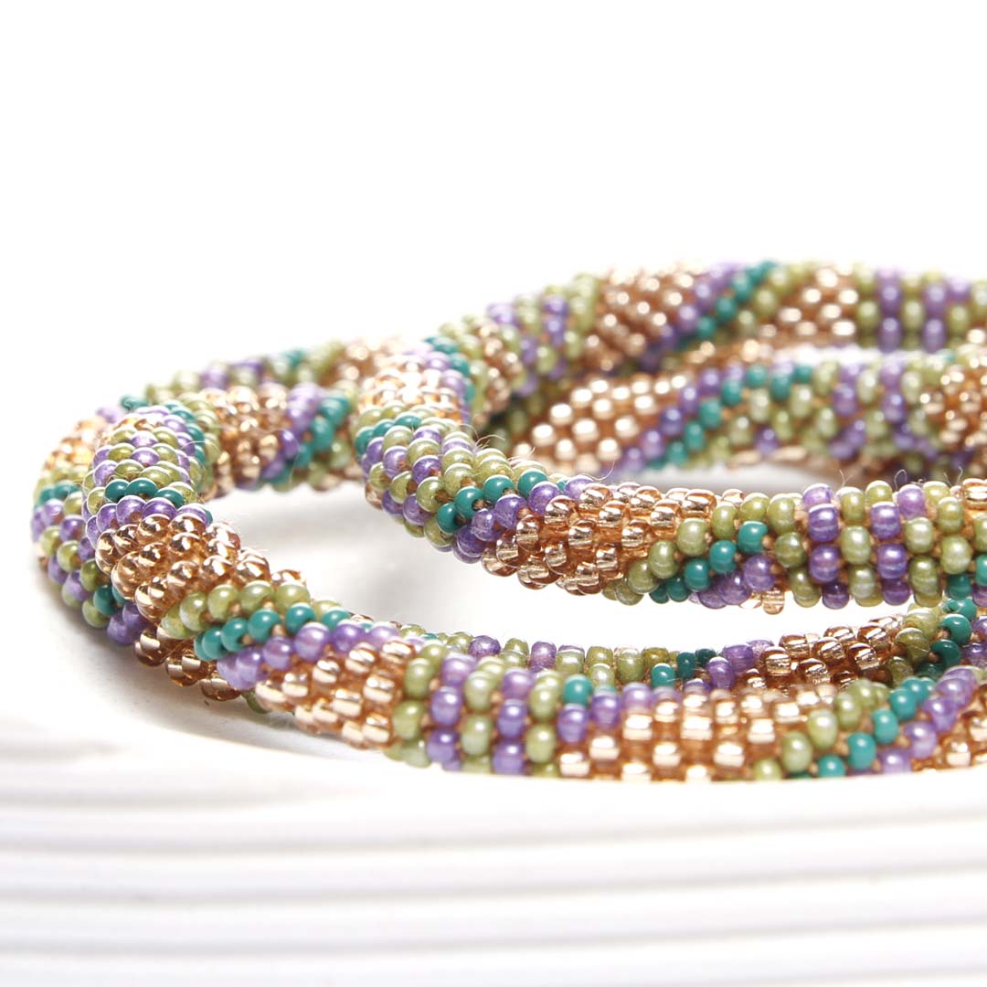 Mardi Gras Champagne Beaded Bracelet Side