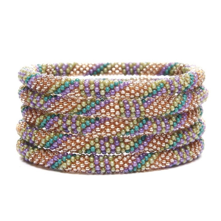 Mardi Gras Champagne Beaded Bracelet Stack