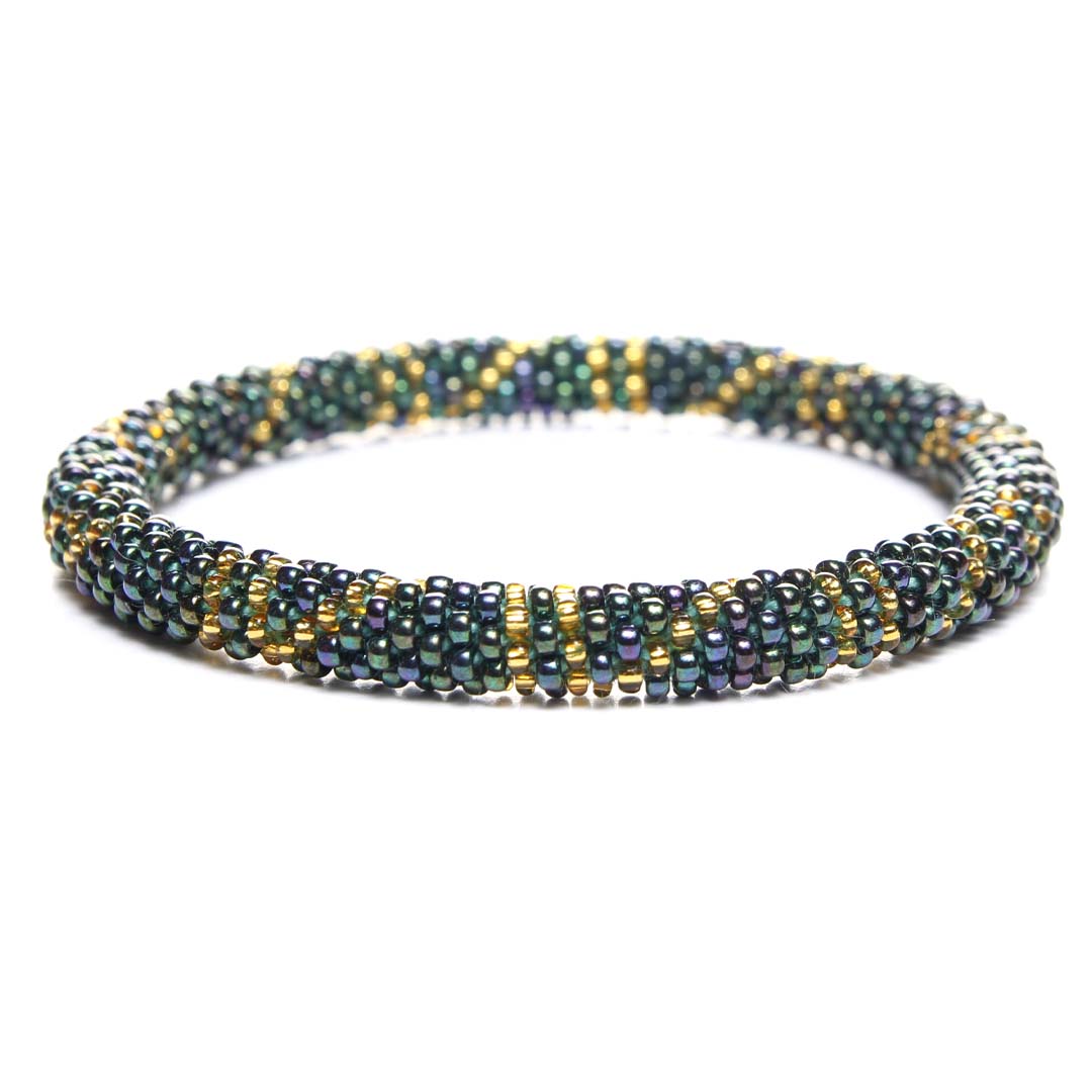 Mardi Gras  Twist Beaded Bracelet