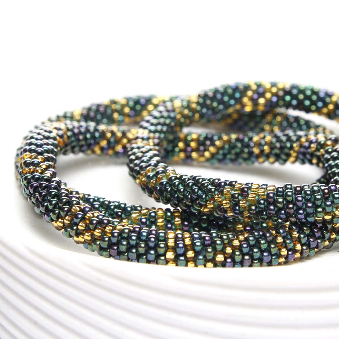 Mardi Gras  Twist Beaded Bracelet Side