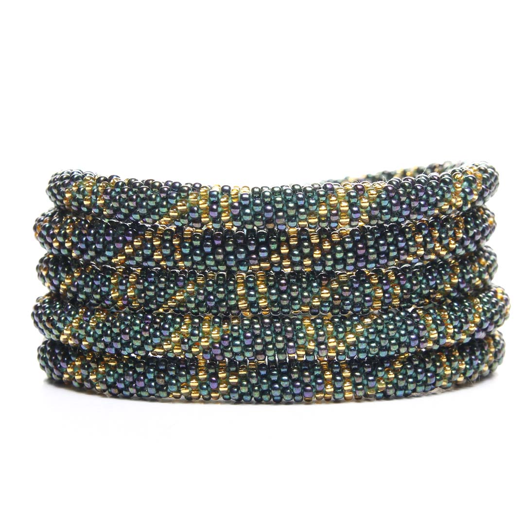 Mardi Gras  Twist Beaded Bracelet Stack