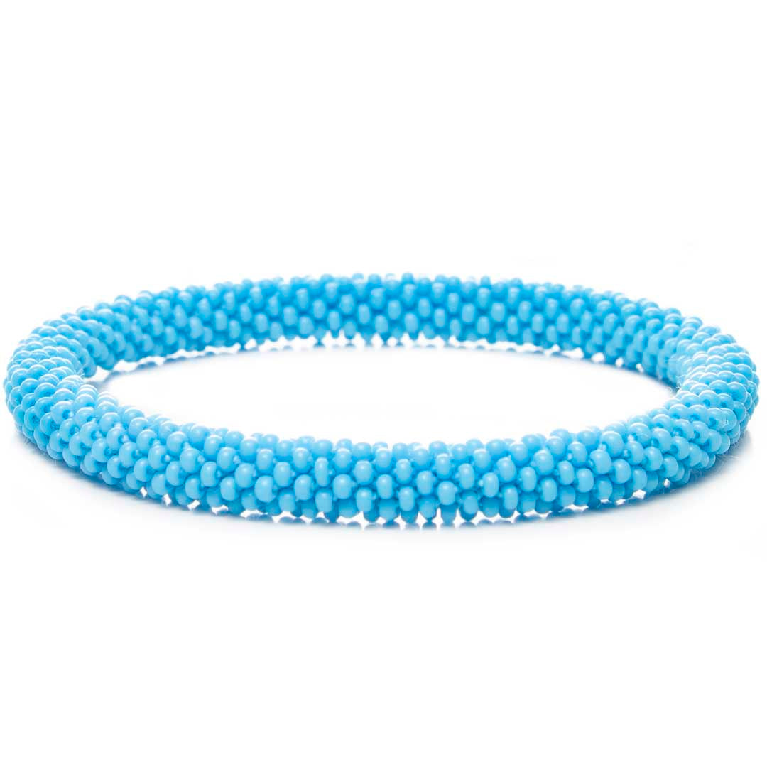 Matte Sky Blue Handmade Beaded Seed Bead Bracelet for Women