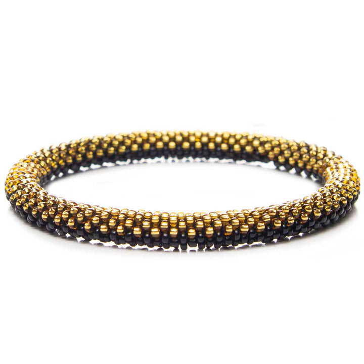 Midnight Gold Handmade Beaded Seed Bead Bracelet for Women