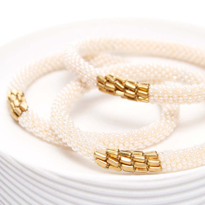 Mod Cream Beaded Bracelet-Side