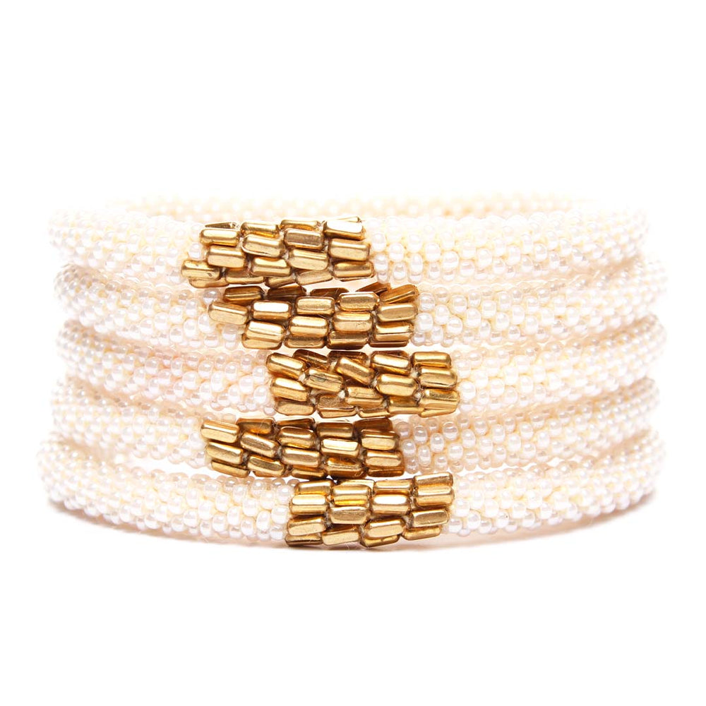 Mod Cream Beaded Bracelet-Front Stack