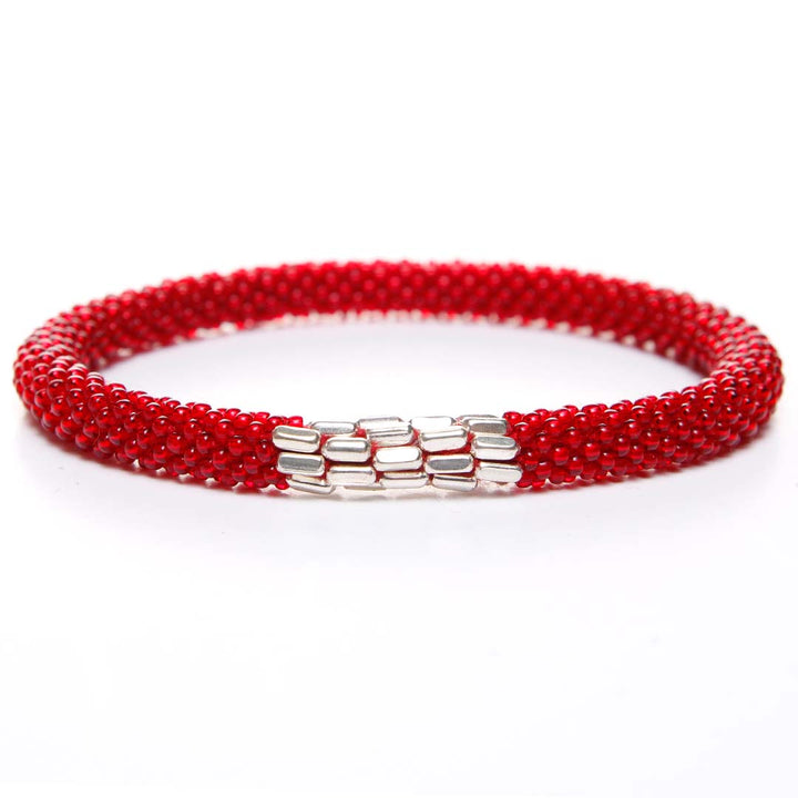 Mod Red & Silver Beaded Bracelet