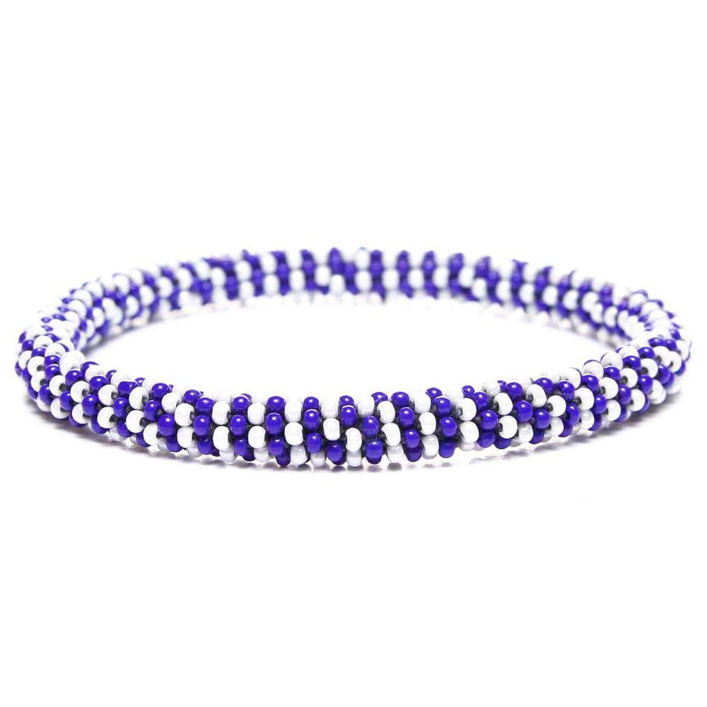 Navy Pearl STripe Beaded Bracelet