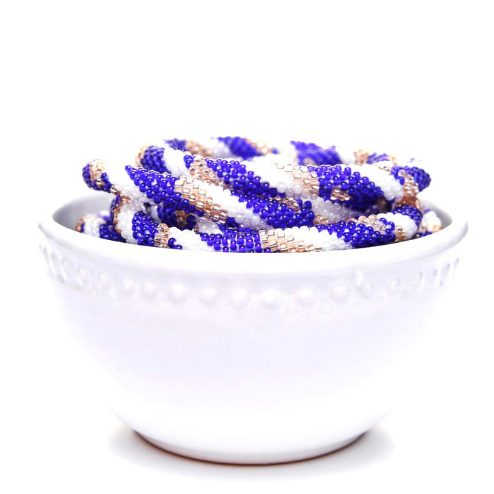 New England Coast Twist Beaded Bracelet-white bowl