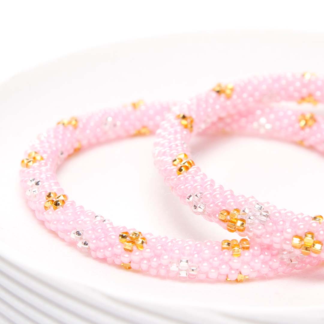 PInk Honey Sparkles Beaded Bracelet Side