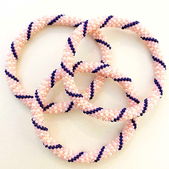 Peachy Pink Navy Twist - 7"