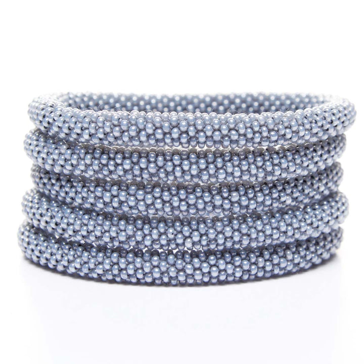 Pearl Gray Bead Bracelet-stack