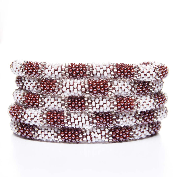 Pearl Raisin Stripe Beaded Bracelet Stack