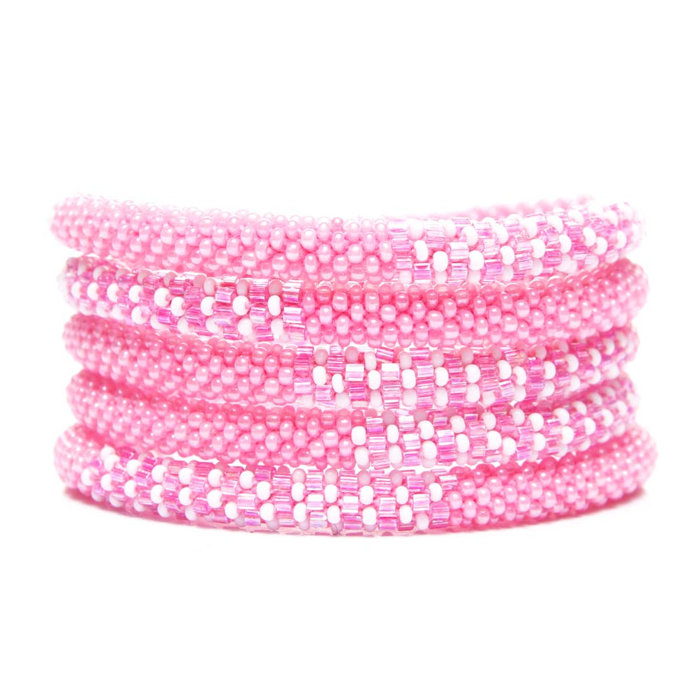 Pink Bubble Gum Stripe Beaded Bracelet-Stack