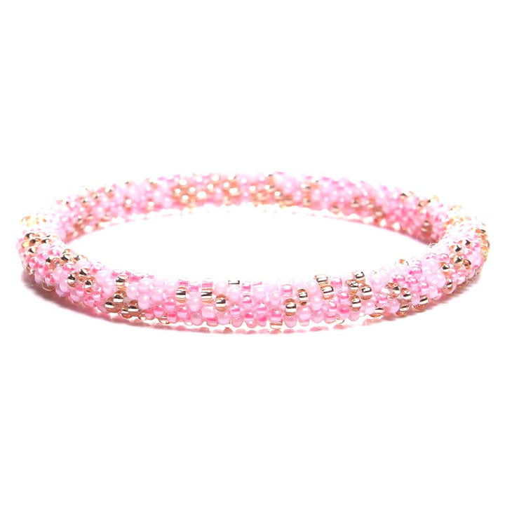 Pink Champagne Confetti Bead Bracelet- Front