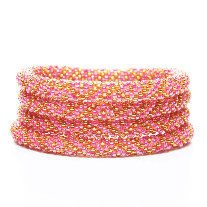 Pink Honey Shimmer Beaded Bracelet-Stack