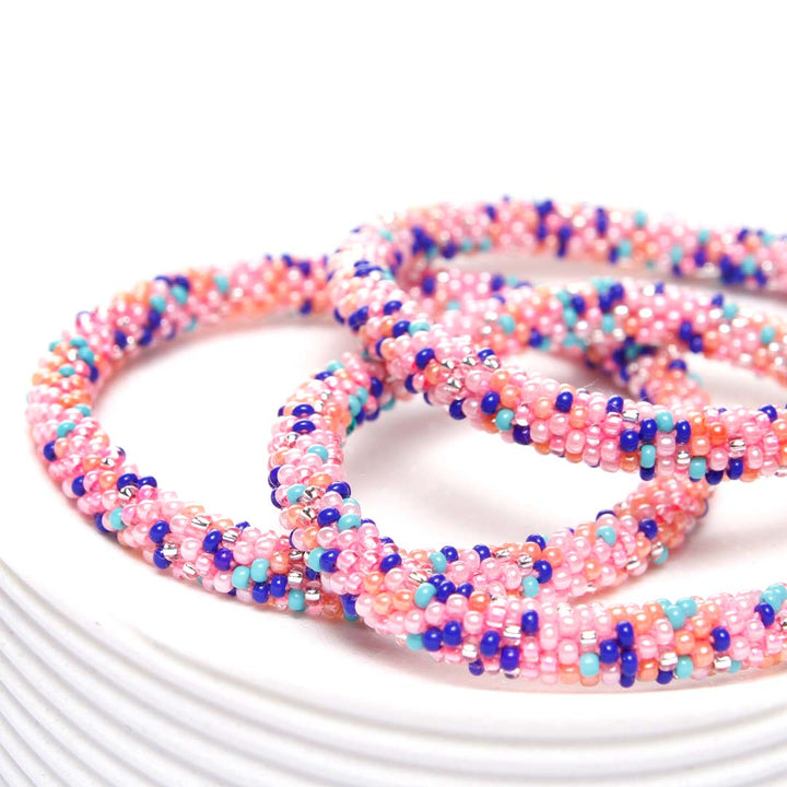 Pink Party Confetti Bead Bracelet-Side