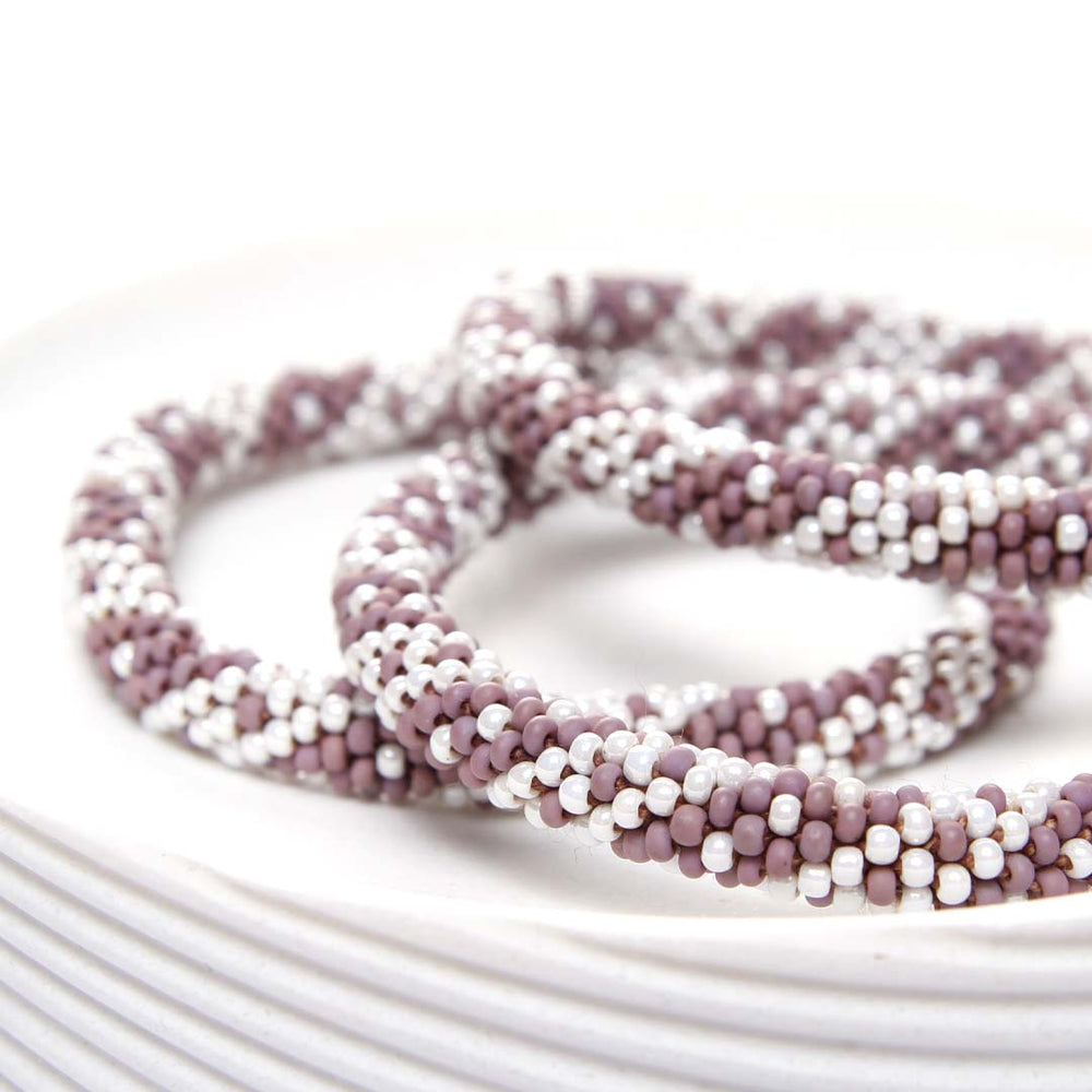 Plum & Pearl Twist Beaded Bracelet Side