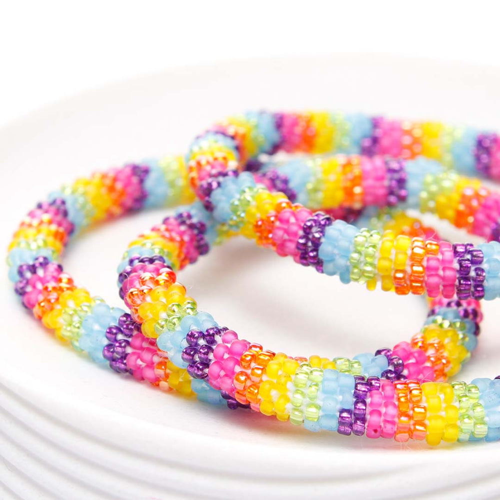 Popsicle Double Stripe Beaded Bracelet- side