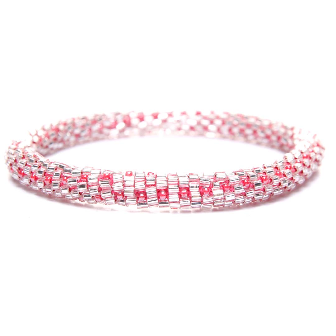 Raspberry Sparkles Beaded Bracelet Front