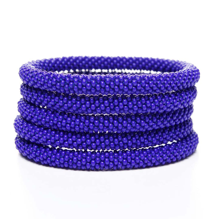 Sapphire Blue Gloss Beaded Bracelet STack