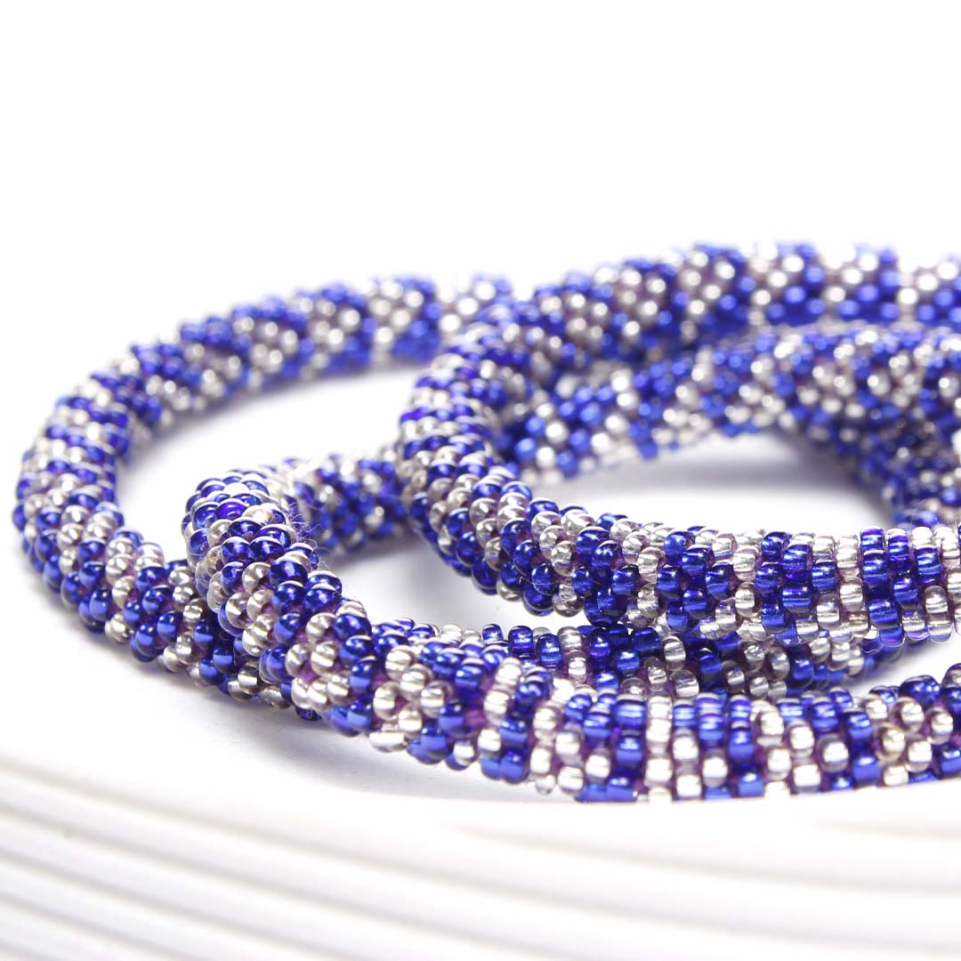 Sapphire Diamonds Crochet Beaded Bracelet-1 Side