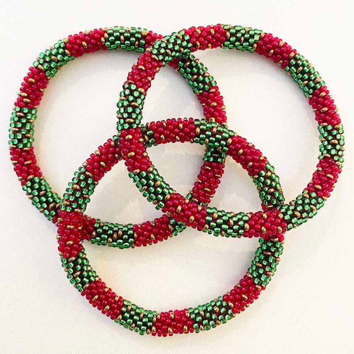 Sparkly Christmas Wreath - Dark Red Bead - 7"