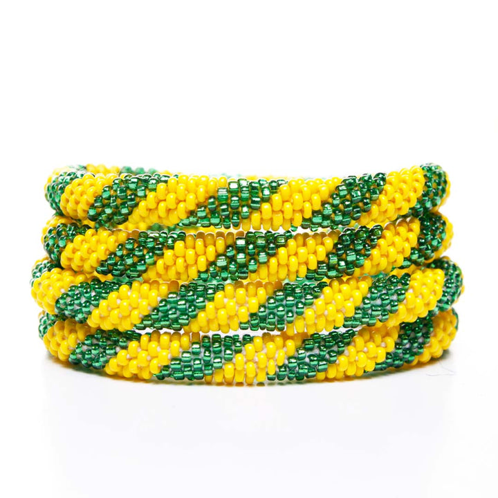 Sparkly Green & Yellow Twist Beaded Bracelet