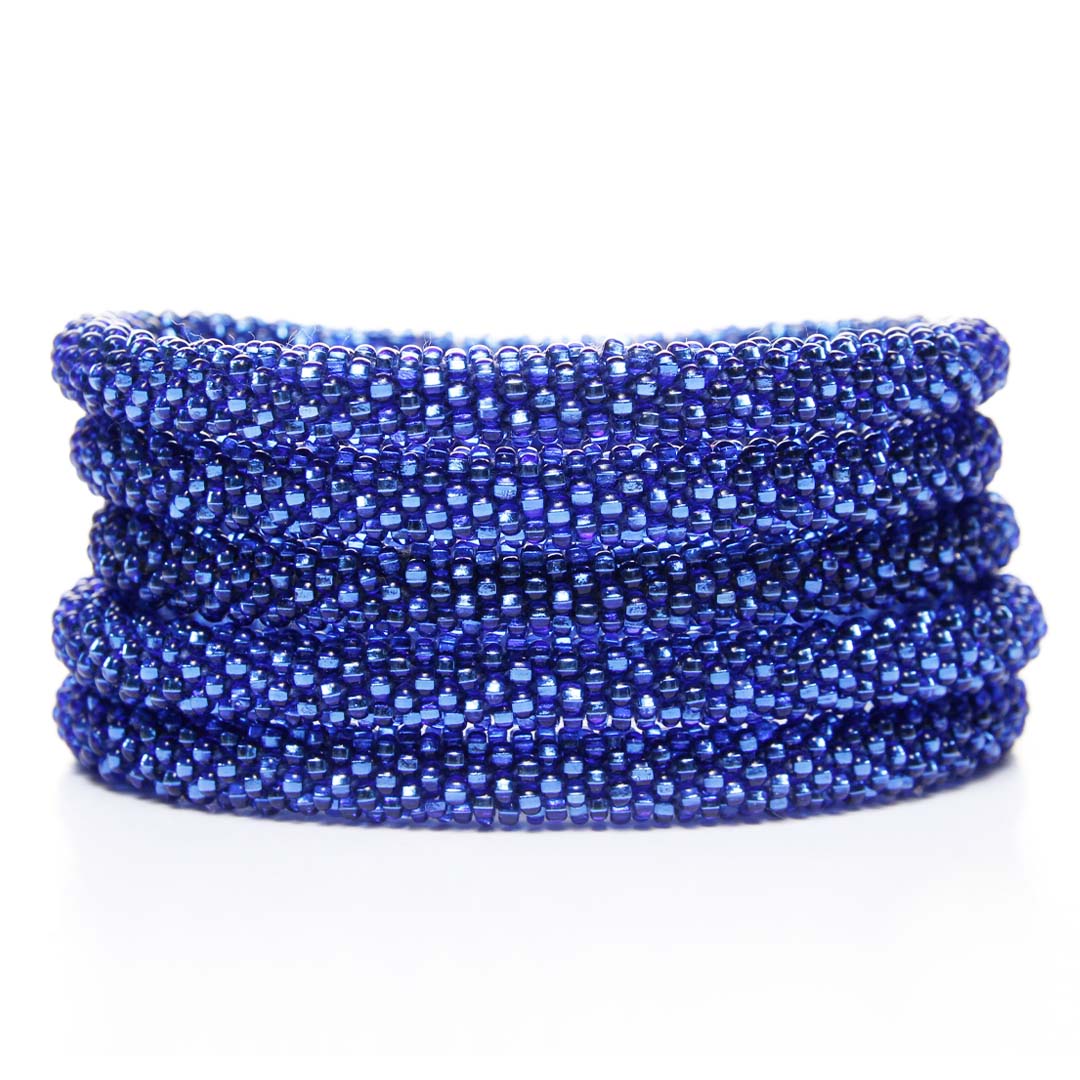 Sparkly Marina Blue Beaded Bracelet Stack