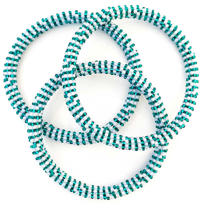 Sparkly Teal Dew Stripe - 7"