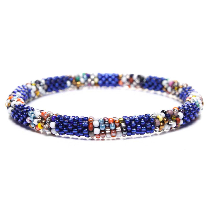 Sparkly Blue Marble Stripe Bead Bracelet