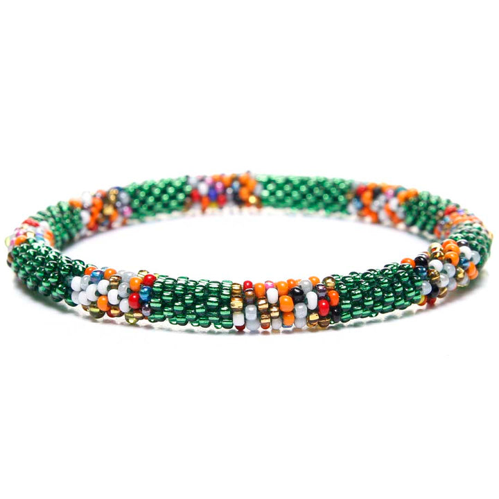 Sparkly Green Marble Stripe Bead Bracelet