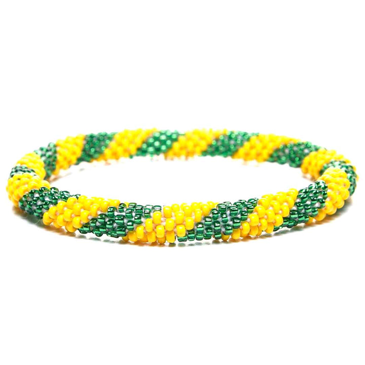 Sparkly Green & Yellow Twist Beaded Bracelet