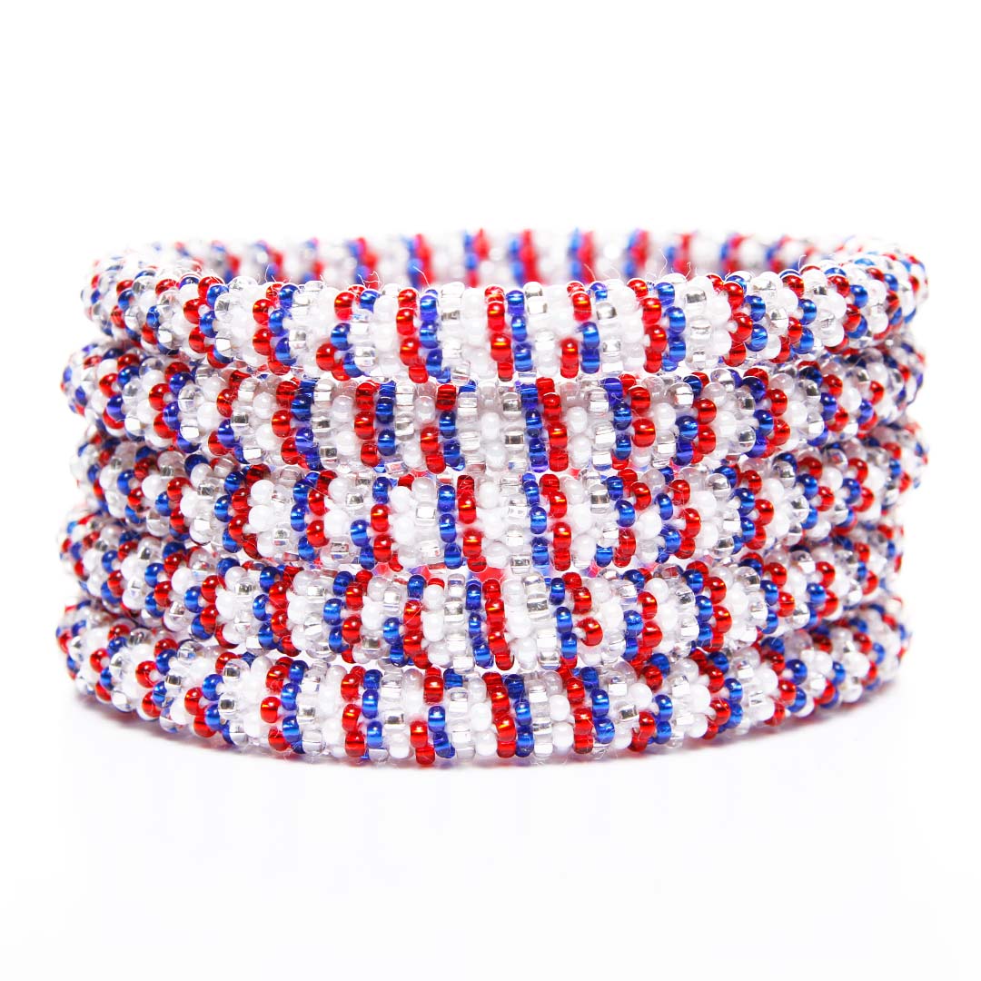 Star Spangled Stripe Beaded Bracelet stack