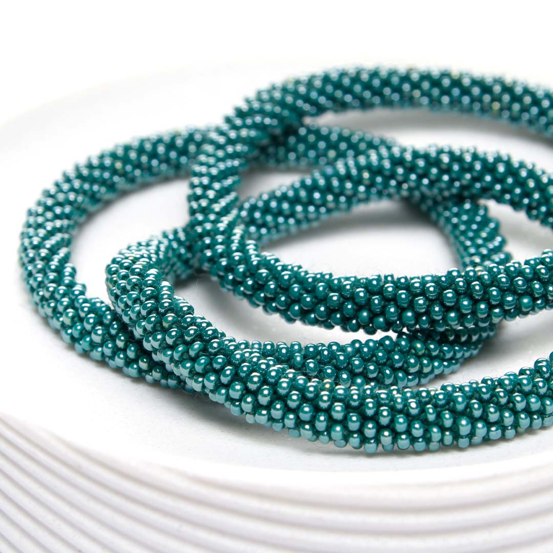 Teal Pearl Beaded Bracelet Side