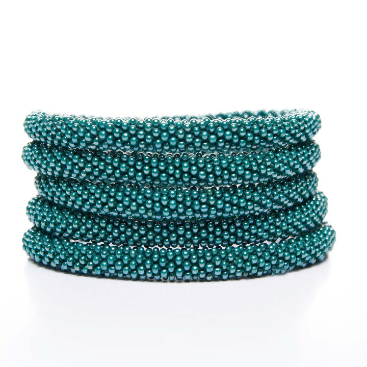 Teal Pearl Beaded Bracelet Stack