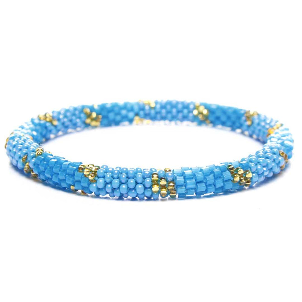 Turquoise Gold Shimmer Bead Bracelet-1