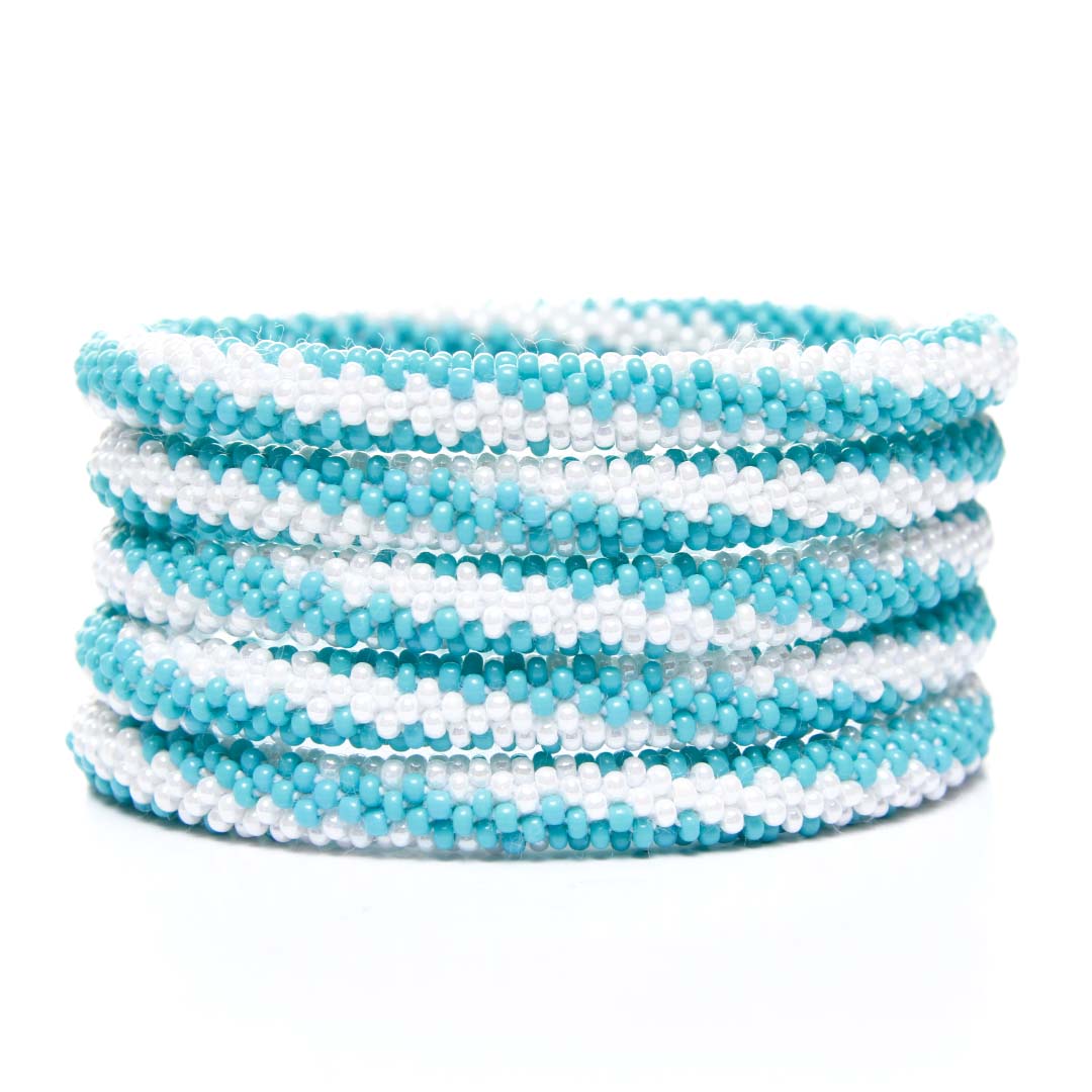 Turquoise Pearl Twist Beaded Bracelet stack