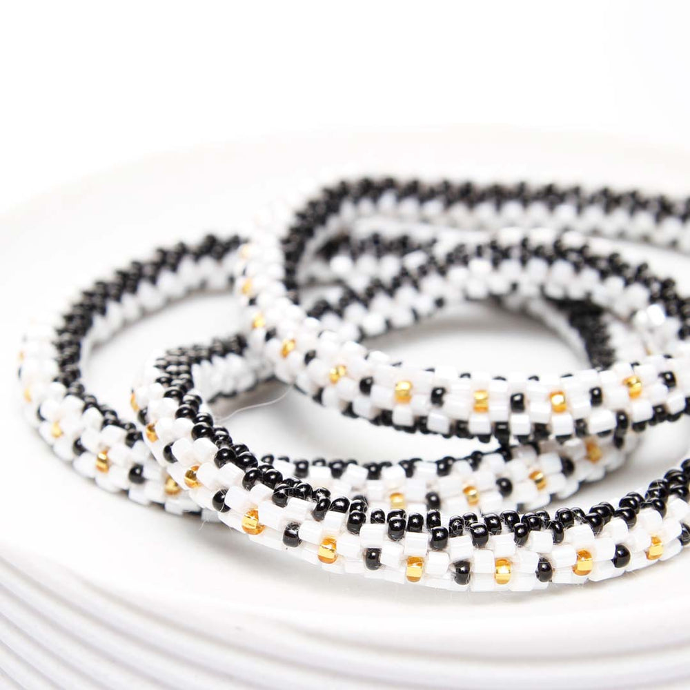 Tuxedo Gold Beaded Bracelet Side