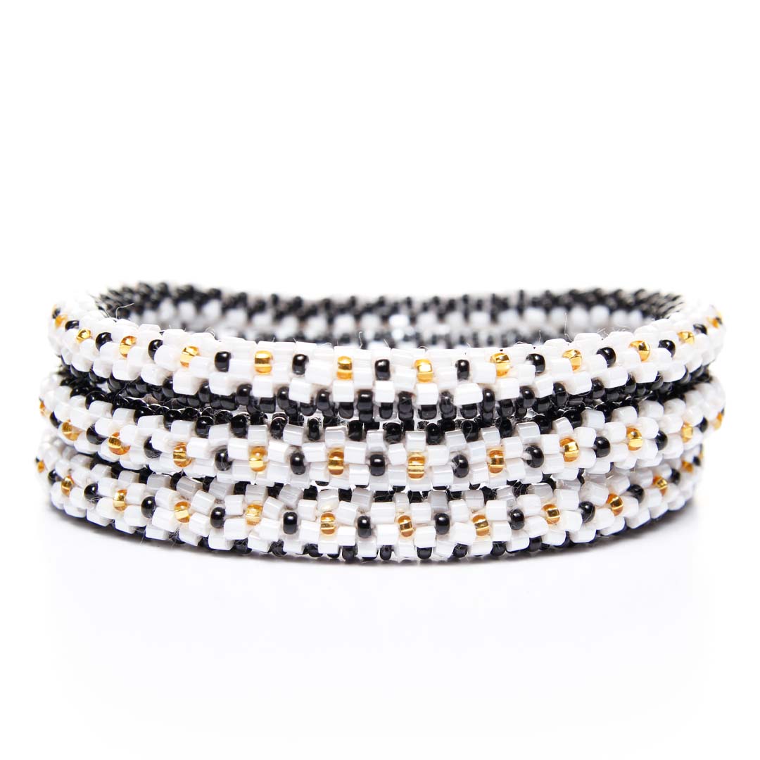 Tuxedo Gold Beaded Bracelet STack