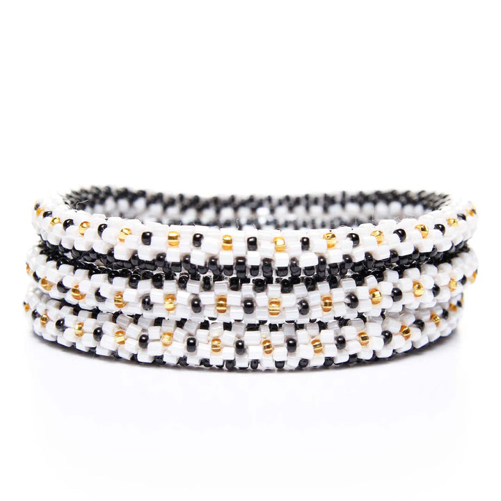 Tuxedo Gold Beaded Bracelet STack