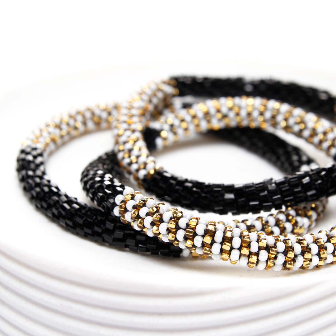 broadway gold stripe beaded bracelet side