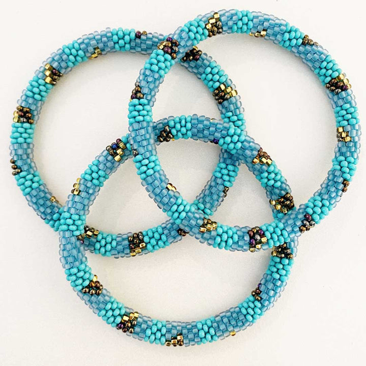 Frosted Turquoise Gold Stripe - 7"