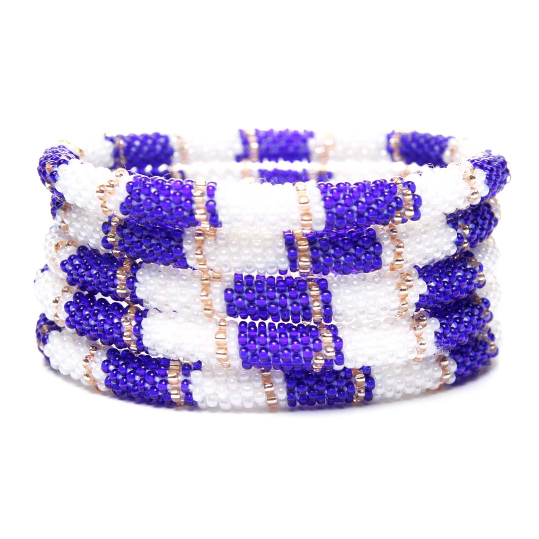 new england coast stripe beaded bracelet-stack