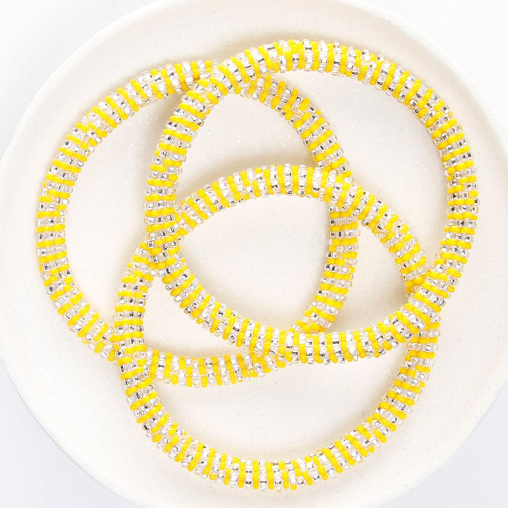 sparkling lemonade stripe bead bracelet-top 8in